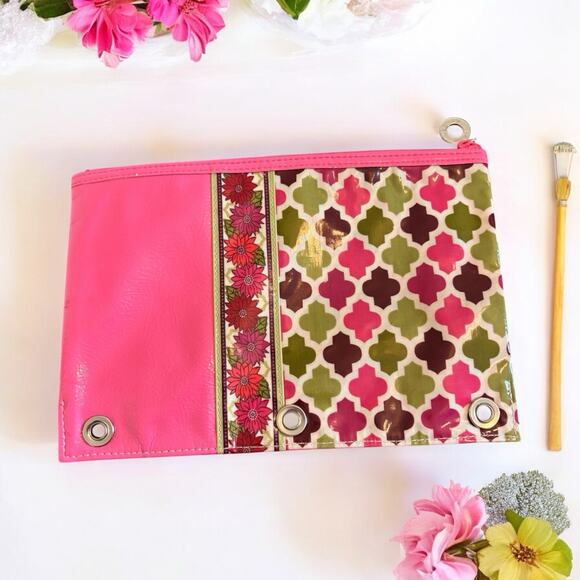 Vera Bradley HELLO DAHLIA PENCIL POUCH Frill 3-Ring Binder School Case - Picture 1 of 4